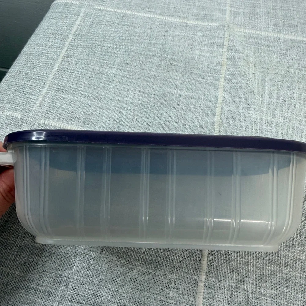 Vintage‎ Anchor Hocking 3 Cup Rectangle Container Pop Tab Food Storage Purple